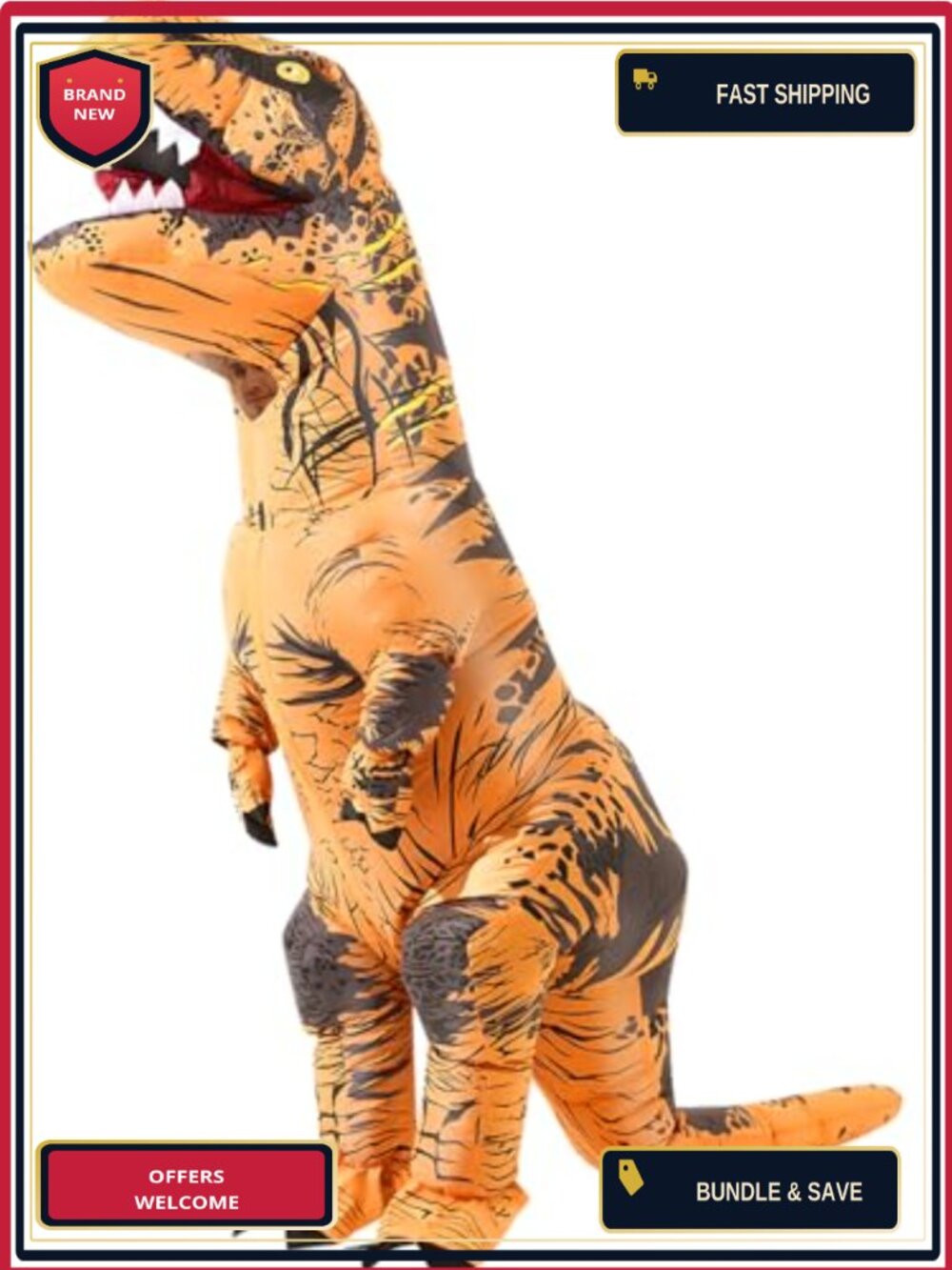 Adult Inflatable Dinosaur Costume Polyester Blow Up T-Rex Suit for Halloween